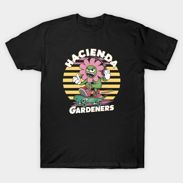 Synthwave Punk Skater Flower Cartoon T-Shirt by Hacienda Gardeners